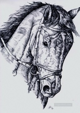 En blanco y negro Painting - dibujo a lápiz de caballo en blanco y negro